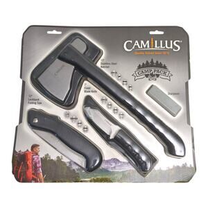Camillus Multi-Tool Camp Pack, 4-Tools, 13" Hatchet and Sheath, 7" Fixed Bladed
